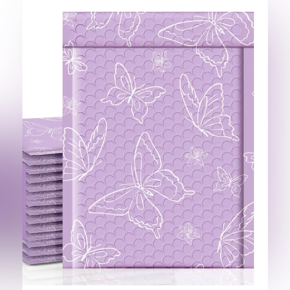 20-Pack 6x10” Purple Butterfly Bubble Mailers | Shipping Supplies